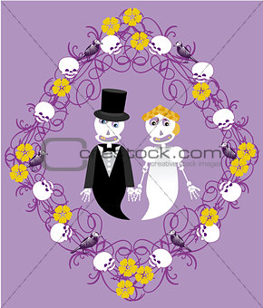 wedding between skeletons with frame