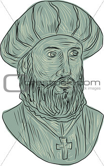 Vasco da Gama Explorer Bust Drawing