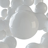 Abstract group of white spheres