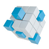 Abstract cube assembling from blocks