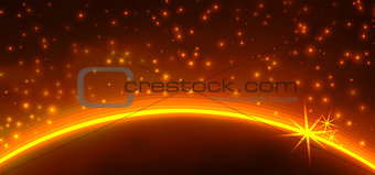 Space background with light from behind