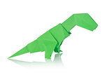 Green dinosaur Rex of origami.