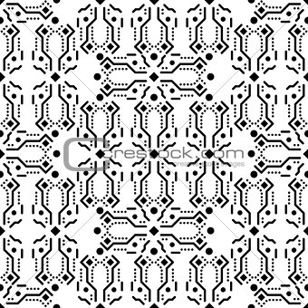 Black and white ornament seamless vector pattern.