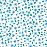 Millefleur small blue dense seamless pattern.
