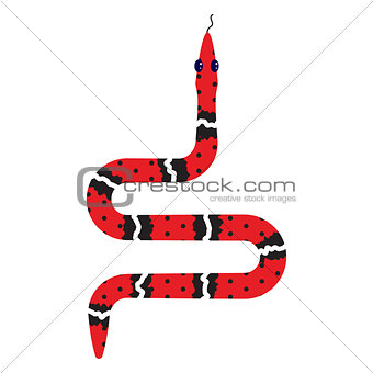 Micrurus red snake cartoon vector illustration on white.