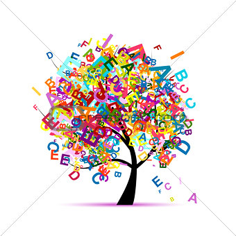 tree, letter, concept, english, vector