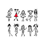Fashion girls collection, sketch for your design