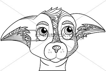 Zentangle stylized doodle ornate vector of chihuahua dog head.