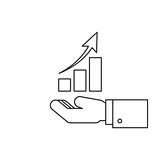 Hand holding a chart diagram line icon
