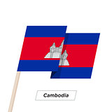 Cambodia Ribbon Waving Flag Isolated on White. Vector Illustration.