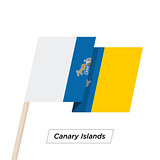 Canary Islands Ribbon Waving Flag Isolated on White. Vector Illustration.
