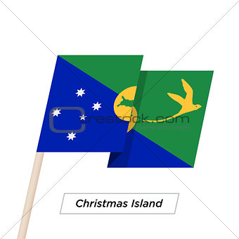 Christmas Island Ribbon Waving Flag Isolated on White. Vector Illustration.