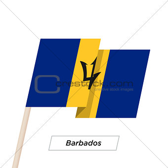 Barbados Ribbon Waving Flag Isolated on White. Vector Illustration.