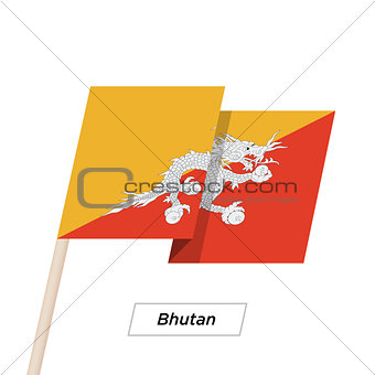 Bhutan Ribbon Waving Flag Isolated on White. Vector Illustration.