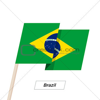 Brazil Ribbon Waving Flag Isolated on White. Vector Illustration.