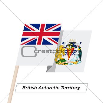 British Antarctic Territory Ribbon Waving Flag Isolated on White. Vector Illustration.