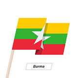 Burma Ribbon Waving Flag Isolated on White. Vector Illustration.