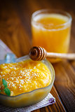 sweet pumpkin porridge with honey and sesame seeds