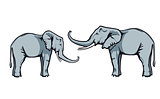 Friendly elephants trust in, illustration