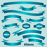 Turquoise vector retro ribbon banners