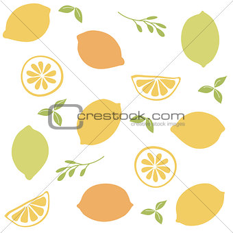 Seamless vector pattern with citrus fruit clices