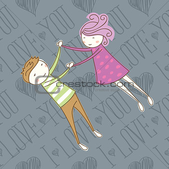 Vector Seamless Card With Couple 09 [Converted]