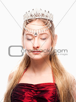 Girl n Red Dress and Crown on her Head