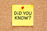 Did You Know Handwritten On Sticky Note
