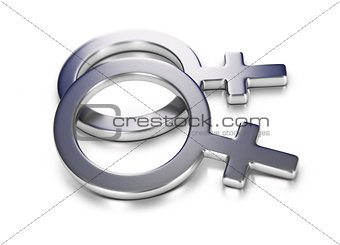 Two Women Symbol Over White Background