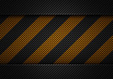Abstract black carbon textured material design with warning tape