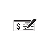 Money Check Business Icon. Flat Design.