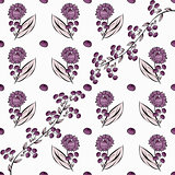 Abstract berries floral seamless pattern.