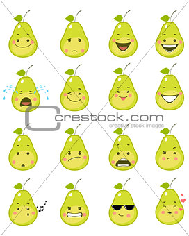 Sixteen pear emojis 