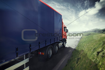 Truck on the road 3D Rendering