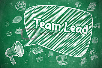 Team Lead - Cartoon Illustration on Green Chalkboard.