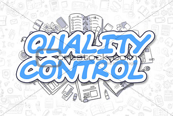 Quality Control - Cartoon Blue Text. Business Concept.
