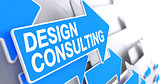 Design Consulting - Label on Blue Cursor. 3D.