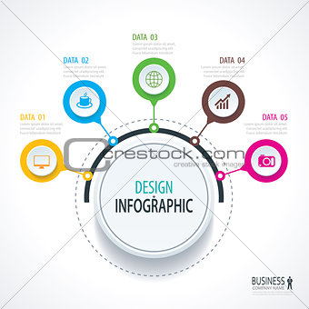 Abstract circle infographics number options template. Vector ill
