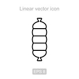 Boiled sausage. Linear vector icon.