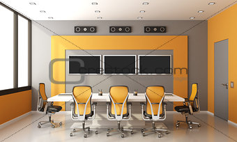 Gray and orange modern boardroom