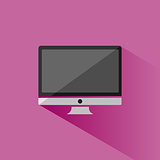Computer icon with shade on pink background