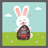 Happy Easter with bunny smiling