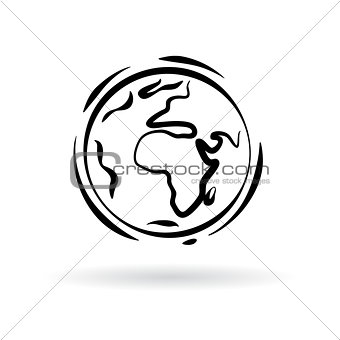 Abstract planet earth icon isolated on white background. Vector 