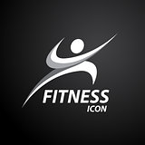 Fitness logo with abstract healthy body wellness icon. Vector il
