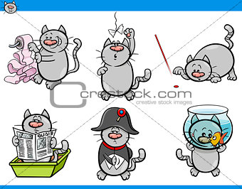 cat humor characters set
