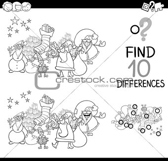 difference game with santa for coloring