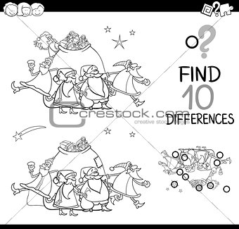 christmas differences coloring page