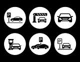 parking round icons set