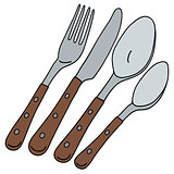 Cutlery with wooden handle