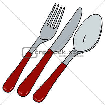 Cutlery with red handle
